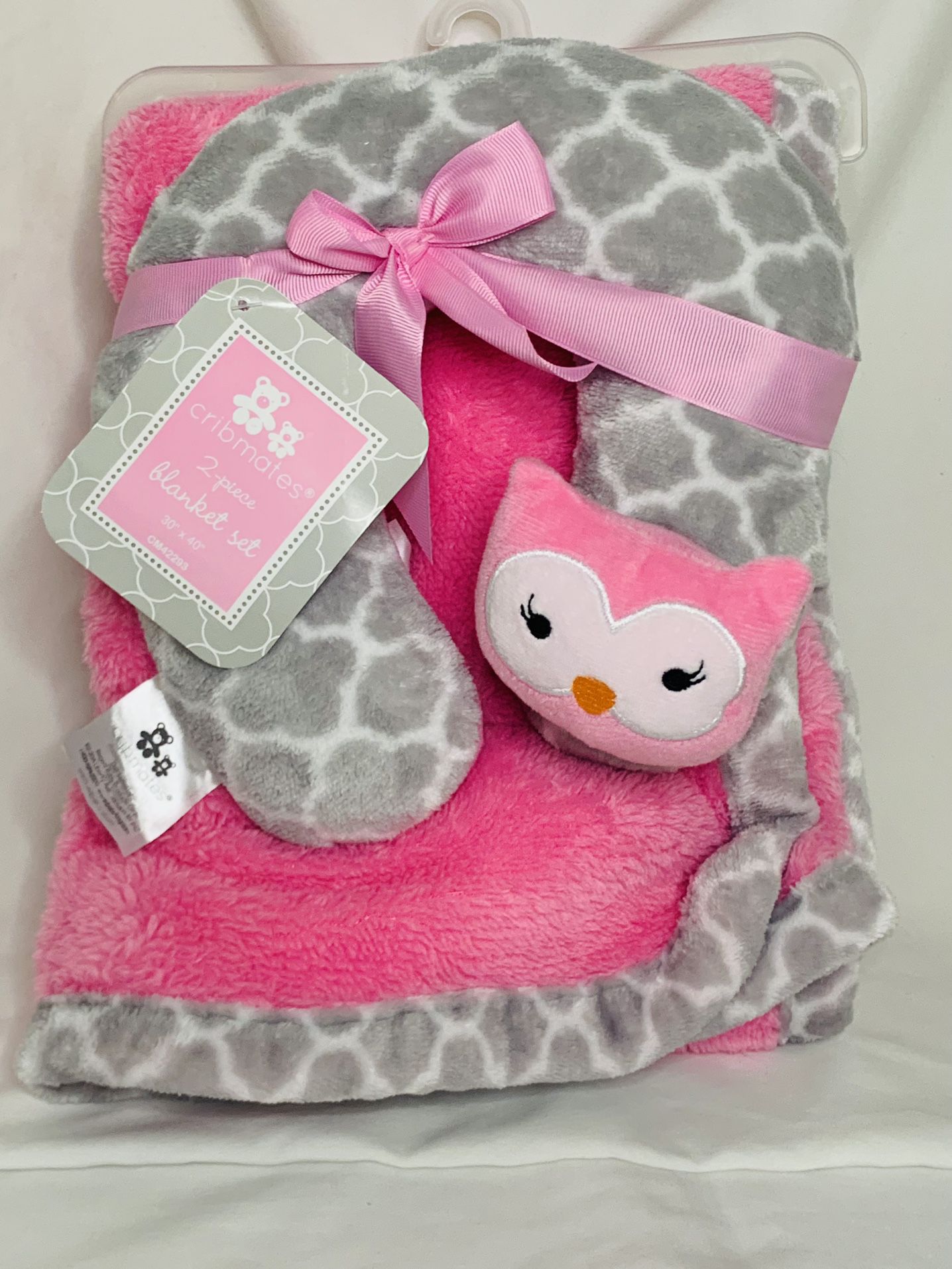 Cribmates Baby Girls’ “Pink Owl” 2-pcs Blanket Set