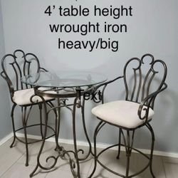 Iron Table And Two Stools 
