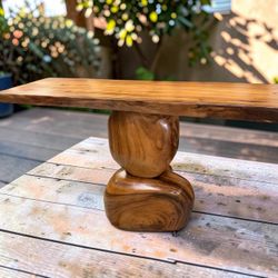 59”-16”-31.5” Reclaimed Monkey live Edge Wooden Sculptured ConsoleTable