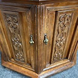 Beautiful Octagonal Table With Elegant Carvings 