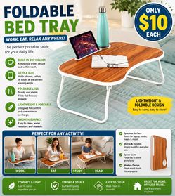 Foldable bed tray