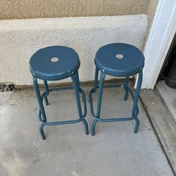 Blue Metal Stools 