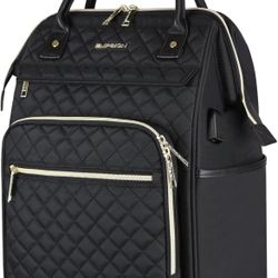 EMPSIGN 17” Large Capacity Water-repellent Quilted Casual Daypack, Black *NEW*