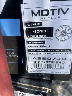 Motiv Black rims  16X17.5