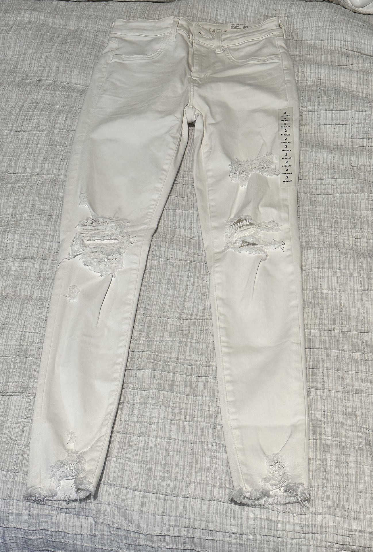 American Eagle Outfitters White Skinny Jeans Distressed