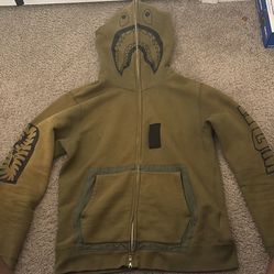 BAPE Military Shark Full Zip Hoodie Olive 