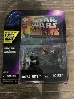 Star Wars Shadow of the Empire Boba Fett vs. IG-88 comic and figures