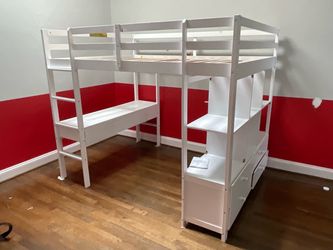 Pottery Barn Kids Canopy Bed and Desk - Partially Assembled