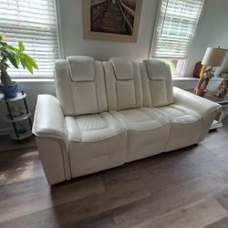 White Leather Couch 