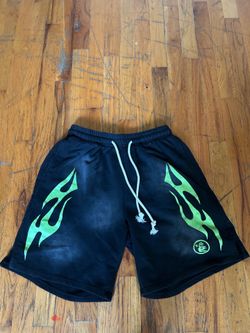 Black and green HellStar Shorts