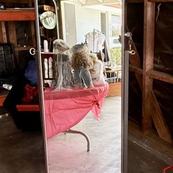 Jewelry Armoire Cabinet, Full Length Mirror w/ Velvet lining Storage Interior and Lock