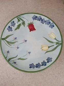 Vintage Botanica K.I.C. Tulips Flowers Large Pasta Serving Bowl
