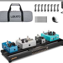 LEKATO Guitar Pedal Board, Pedal Board with Built-in Power Supply, 19x5.1x1.8" 1.8LB, Aluminum Alloy PedalBoard with Pedal Cables, Bag, Adhesive Hooks