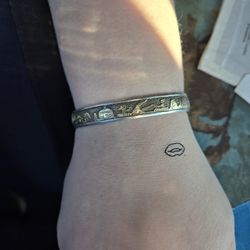 Vintage Navejo Sterling Silver And Gold Bracelet 