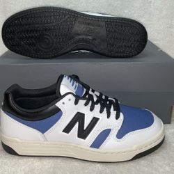 NEW BALANCE 480 LOW RETRO SNEAKERS MEN'S SZ 5. W 6.5 WHITE BLUE BLACK BB480LTA