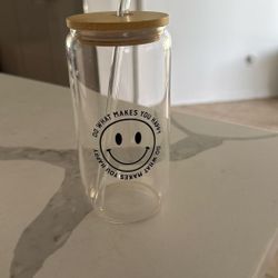 Glasses With Cover And Glass Straw