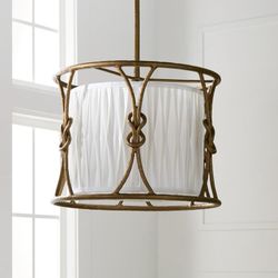 Frontgate Keeley Drum Pendant Hanging Lamp - Brass Finish
