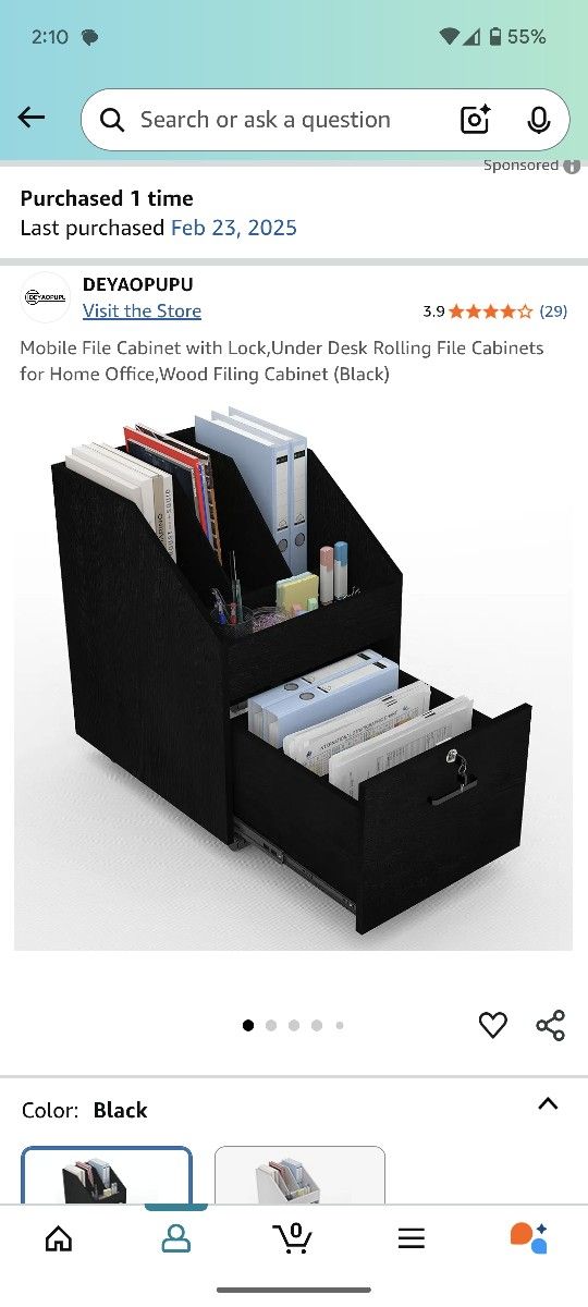 Black Filing Cabinet (New)