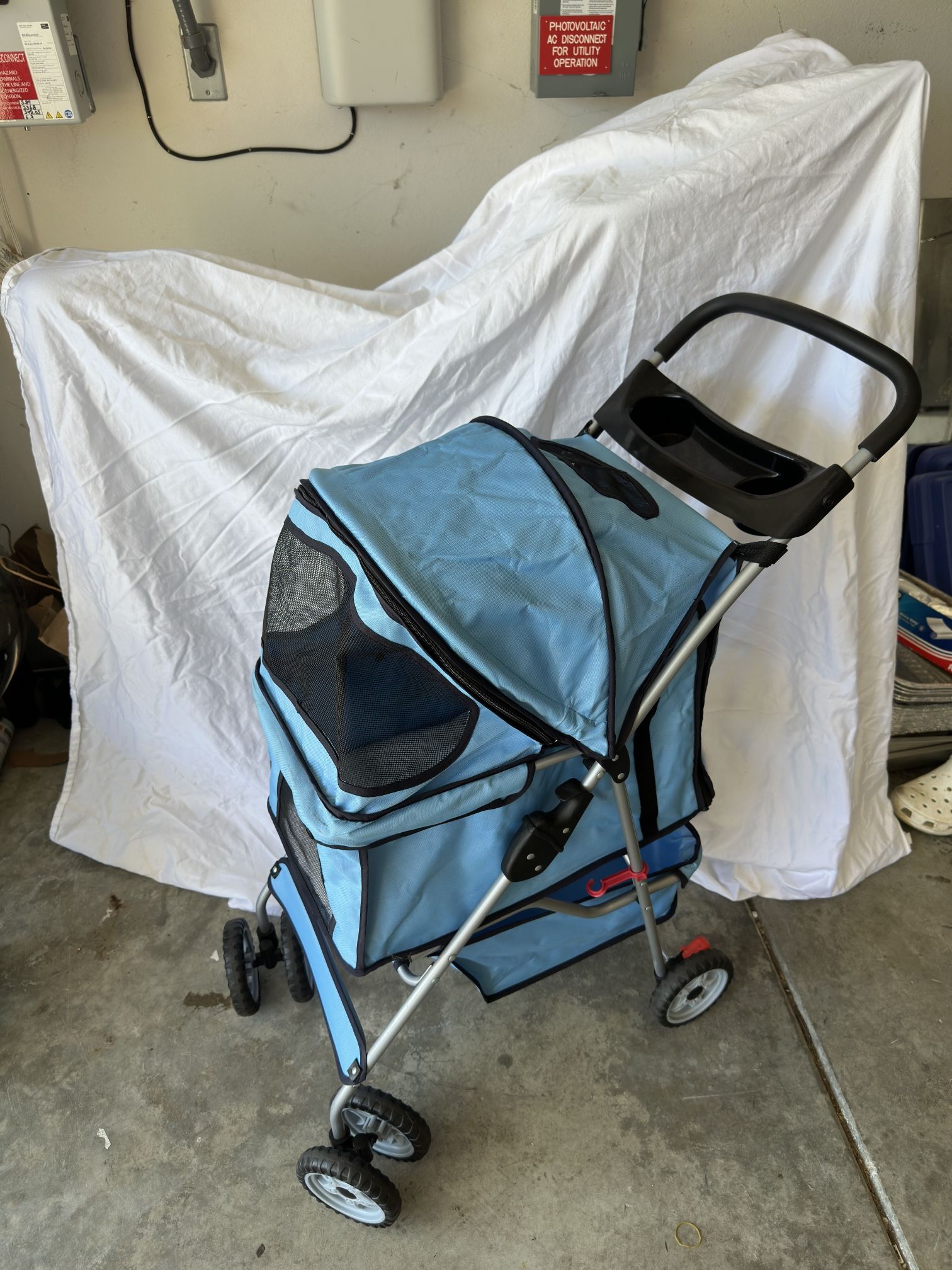 dog cat pet blue stroller 