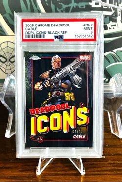 2025 Topps Chrome Deadpool: DDPL Icons-Black Ref - Cable 01/10 ALPHA PSA 9 MINT