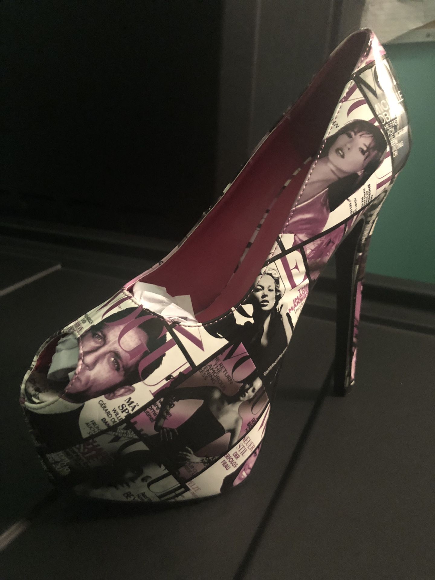 Pink Magazine Peep Toe High Heels