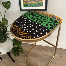 Vintage Mcm Gold  Single Stool Ankara  Java African Counter Height  Plant  Stand