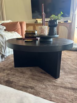 Brand New Black Round Coffee Table – 32”