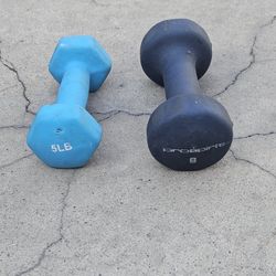 Single 8lbs Neoprene Dumbbell & Single 5lbs Dumbbell