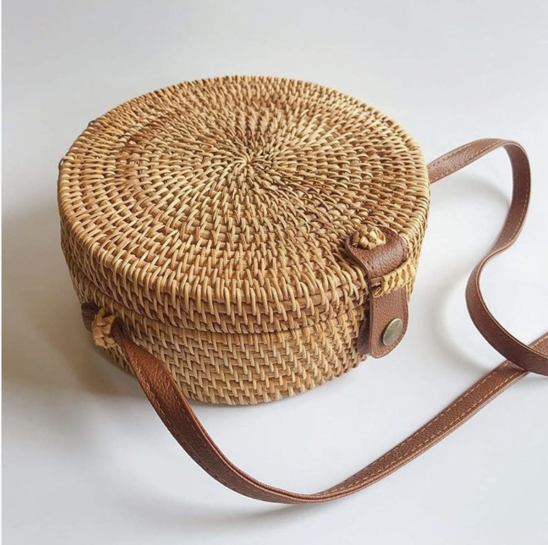 Handwoven Round Rattan Purse