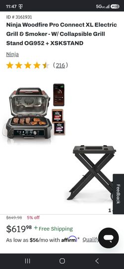 Ninja Woodfire Pro Connect XL Electric Grill & Smoker with Stand
