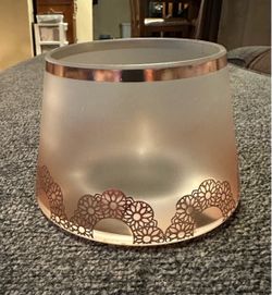 Yankee Candle Frosted Glass Candle Holder Rose Gold Lace Detail
