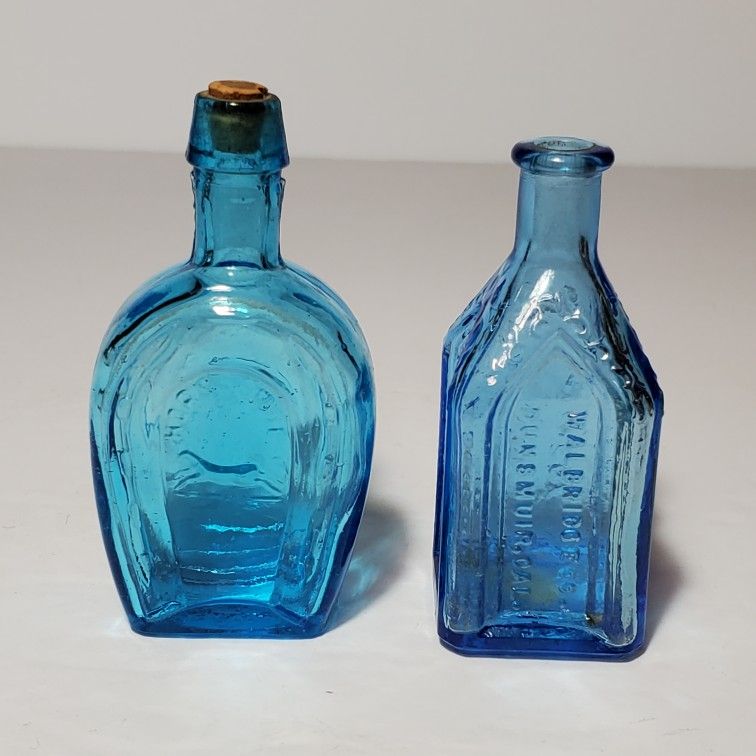 Miniature Blue Glass Tincture Bottles