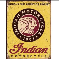 Indian Motorcycles Retro Vintage Looking Metal Advertising Sign