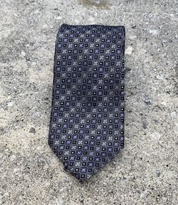 CHRISTIAN AUJARD LIBERTE PARIS MEDALLION ARGYLE REFLECTIVE SKINNY POINT NECKTIE