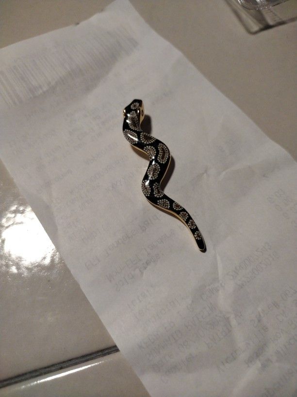 Vtg HTF SLC 14k Gold And Enamel Snake Pendant/Chain