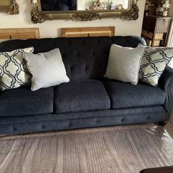 Two Sofas A Three Seater And A Two Seater Blue