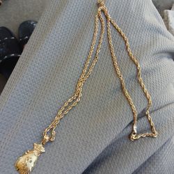 10k Gold Chain And Money Bag Pendant 