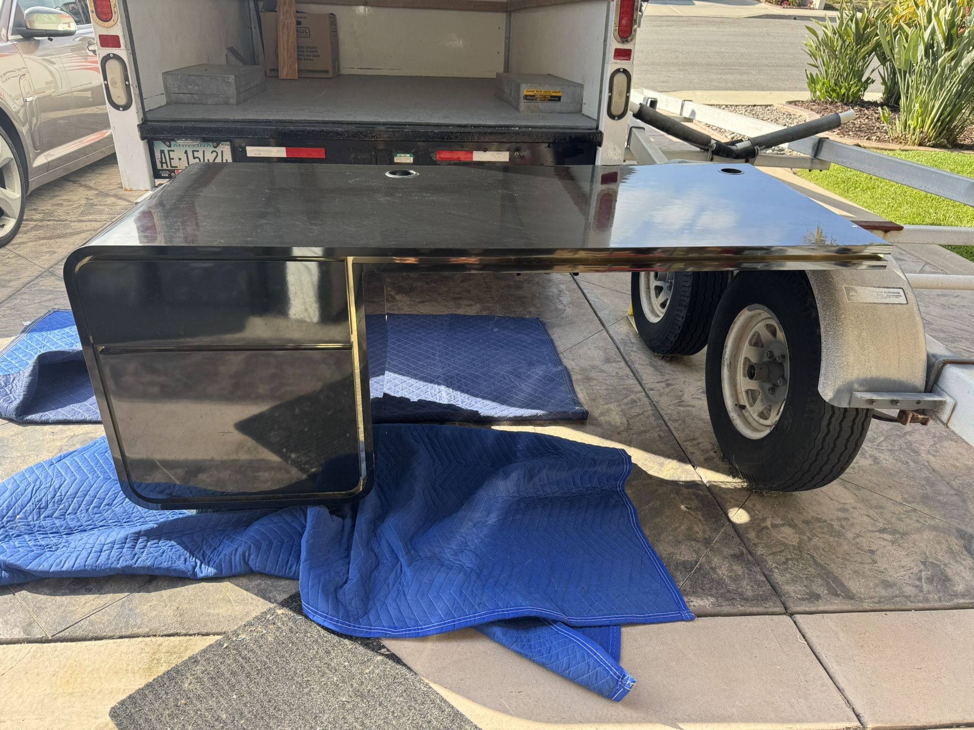 Custom Made Black “Retro” Desk With Cabinet