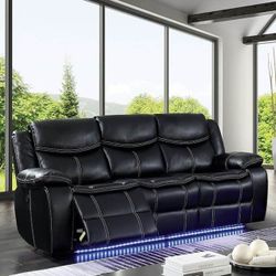 BLACK Power Recliners & Headrests Built-in Reading Light & USB Outlet Cup Holders & Storage