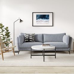 Brand New. Light Grey (hints of blue In Color)  Modern Sofa. 