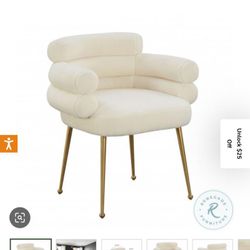 Dente Cream Faux Sheepskin Dining Chair 