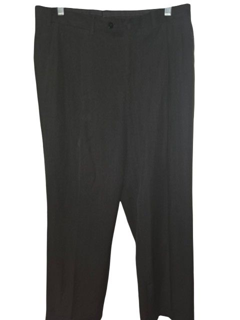 ERMENEGILDO ZEGNA 100% Wool Dress Pants Dark Gray Mens 35 Flat Front Romania