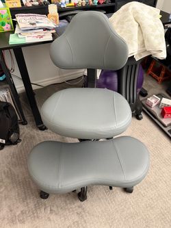 Gray Ergonomic Kneeling Chair with Back Support