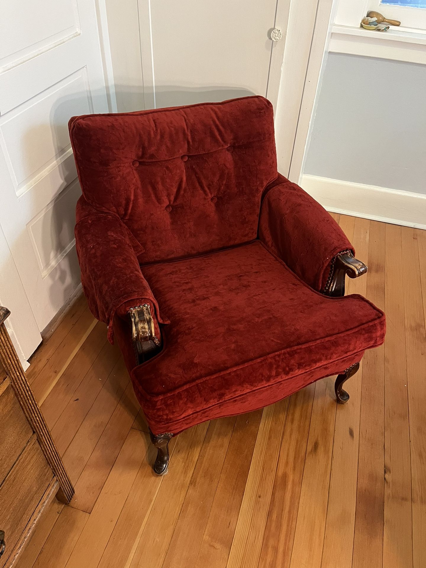 Red Velvet Reading Chair