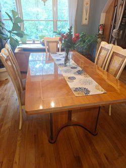 Wood Dining Table with Chairs Set