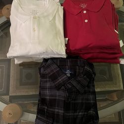 New Mens George Short Sleeve Shirts Sizes XL46-48 Red and White . New George Large 42-44 Long Sleeve Black and Gray Plaid Shirt. All $10.00