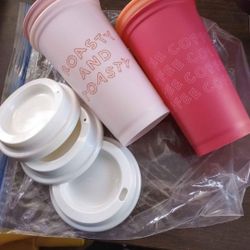 Set of 4 Starbucks To-Go Coffee cups with Lids Travel Hot Liquid