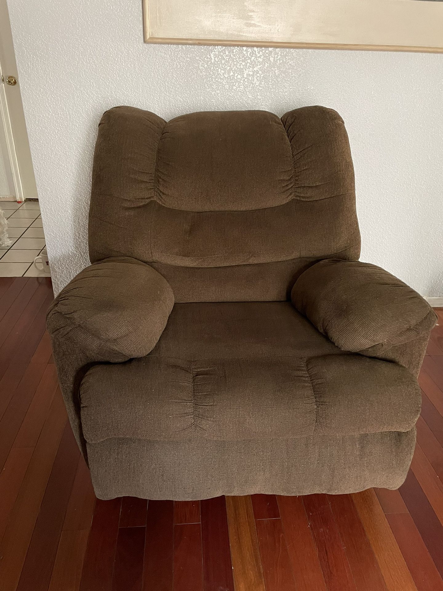 Brown Fabric Recliner Rocking Chair 