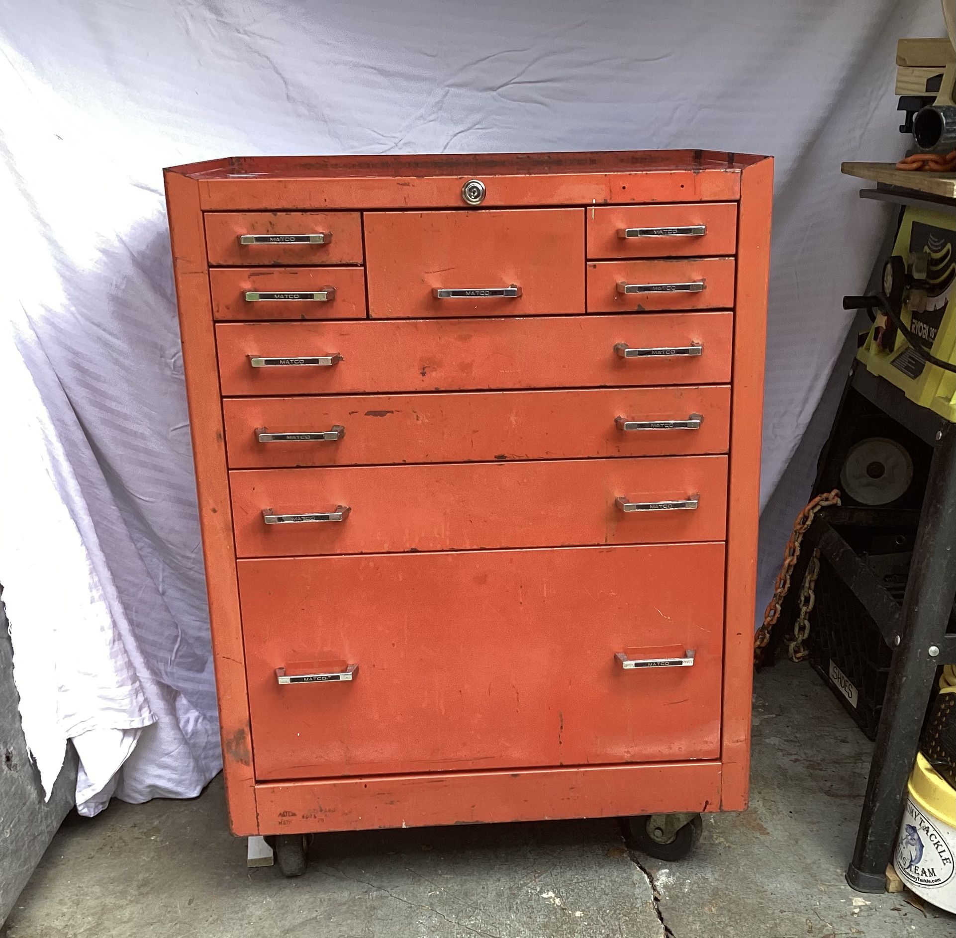 Vintage Matco Nine Drawer Toolbox, Model MB520-APR, Made in USA