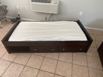 Two Twin Platform Bed Frame one  with Storage  Drawers the other is a trundle bed